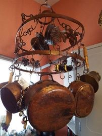 Copper pot hanger & pots