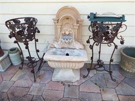 Garden fountain & plant stands