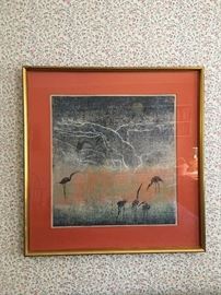 "Herons at Rest" Glen Krause Woodblock Print