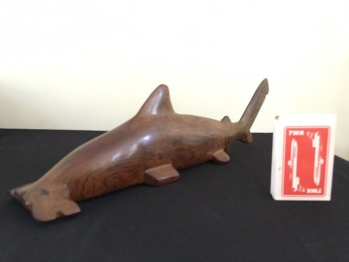 Seri Ironwood Sculpture of a Hammerhead Shark, 21"
