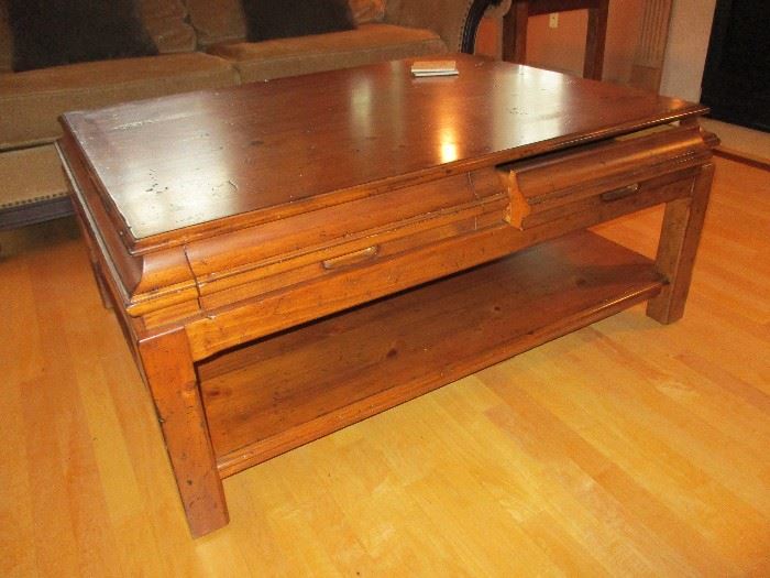 Designer Polo Ralph Lauren coffee table with two pull out drawers