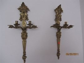 PAIR OF BRASS SCONCES