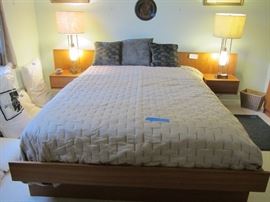 SCANDINAVIAN PLATFORM BED AND PAIR OF MID CENTURY LAMPS!