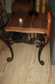 WOOD N WROUGHT IRON LAMP TABLE
