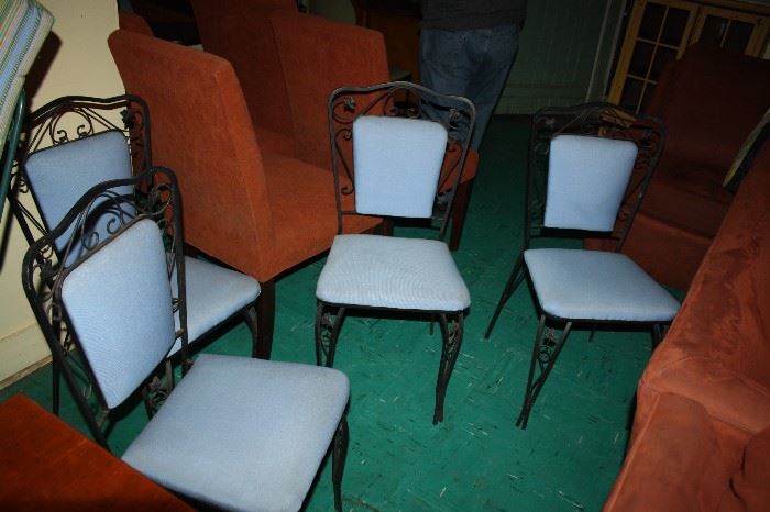 HEAVY WROUGHT IRON CHAIRS ....GOES TO GLASS TOP TABLE SET
