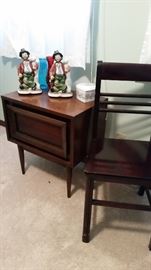 Mid century end table, chair, and bar guys