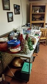 Party supplies and Christmas, desk/chair with shelf