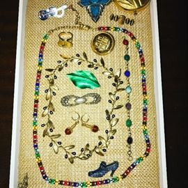 BEAUTIFUL COLORFUL COSTUME AND STERLING SILVER JEWELRY