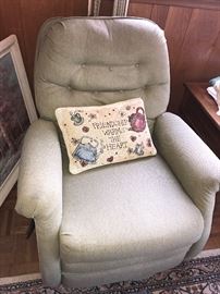 TWO GREEN RECLINERS