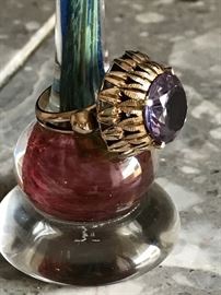 VINTAGE 14K YELLOW GOLD MYSTIC TOPAZ COCKTAIL RING SIZE 7