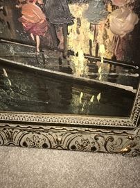 VERY LARGE PARIS AT NIGHT PAINTING-OIL ON CANVAS