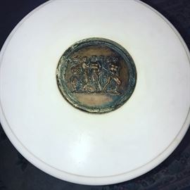 ANTIQUE ZIMERMANS MARBLE TOP ROUND SLIM SIDE TABLE