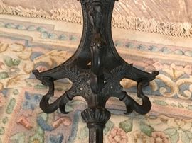 ANTIQUE ZIMERMANS MARBLE TOP ROUND SLIM SIDE TABLE