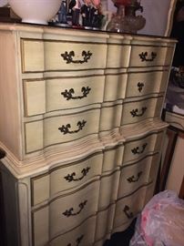 chest with 6 drawers French Provincial also night stands , dresser and mirror and king size bed ,and desk