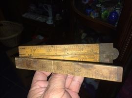 antique folding measuring stick