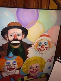 art by M. Sibley     4 clowns and balloons