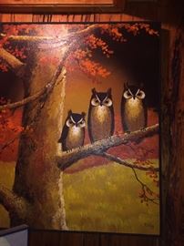 art by M. Sibley with owls