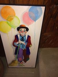 art by M. Sibley clown with ballons