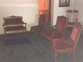 antique settee and chairs 