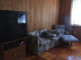 sofa , chair , old tv