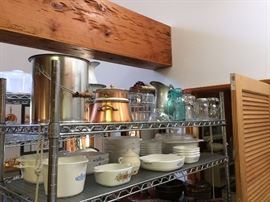 Corningware , kitchen is filled with items for sale