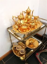 coffee pot with serving items 