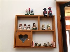 wooden shelf and whatnots