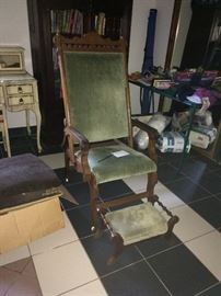 antique chair with stool 