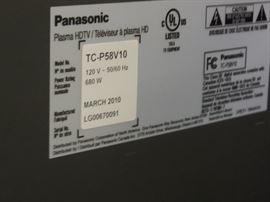 A Panasonic 58" Viera plasma TV with stand in excellent condition with manual (2010). 