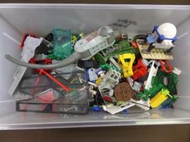 There is over 50 pounds of LEGO's!  There are bricks, boat, cars, tires, castle, roads, trees and lost of other misc. pieces.