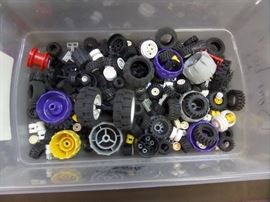 There is over 50 pounds of LEGO's!  There are bricks, boat, cars, tires, castle, roads, trees and lost of other misc. pieces.