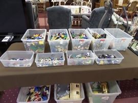 There is over 50 pounds of LEGO's!  There are bricks, boat, cars, tires, castle, roads, trees and lost of other misc. pieces.