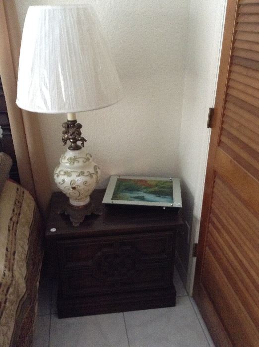 night stand and lamp. 