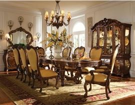 MICHAEL AMINI PALAIS ROYALE DINING SET, TABLE, 8 CHAIRS, 2 LEAVES