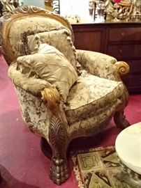 OPULENT 3 PC LIVING ROOM SET, SOFA AND 2 CHAIRS, RED AND CHAMPAGNE ACCENT PILLOWS