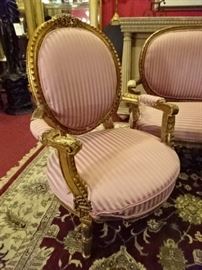 ANTIQUE LOUIS XVI STYLE SOFA AND 2 CHAIRS IN GOLD GILT