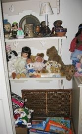 SW porcelain doll collection, some toys and stuffed animals