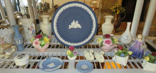 Wedgwood Blue/White Plate, Lenox Vases, Figurines