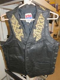 Vintage Men's Interstate Gear Size 42 Leather Snake Vest