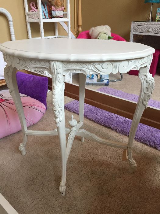 Shabby Painted Table with Carved Base