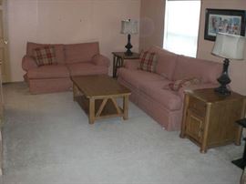 SOFA AND LOVESEAT WITH END TABLES LIKE NEW