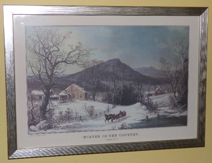 Currier and Ives Print – Winter in the Country – “Distant Hills”.  