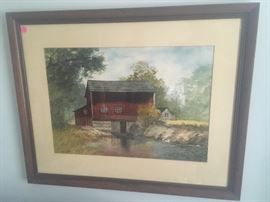 Original Watermill Watercolor by Lew Simper