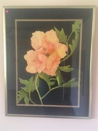 Original Hibiscus Watercolor/Indian Ink Painting by CJH