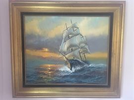 Original Clipper Ship Oil Painting by Preston Willis