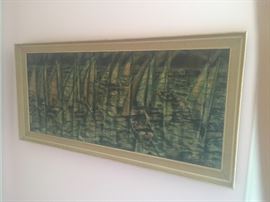 Original Oil "Night Boats" by Frank P. Altamura