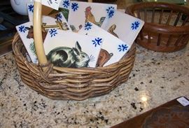 Tiles, featuring different farm animals