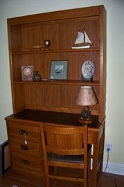 Solid wood bookcase/desk with matching chair