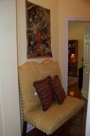 Nice English bench, newly upholstered