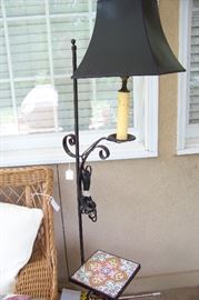 Iron floor lamp with tile tray